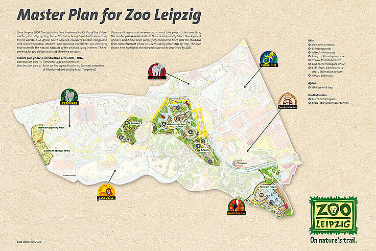 Ansicht Masterplan Zoo Leipzig , Karte mit Legende, englisch