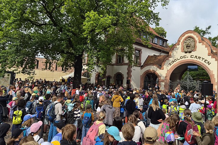 2000 Kinder vor dem Zoo-Eingang