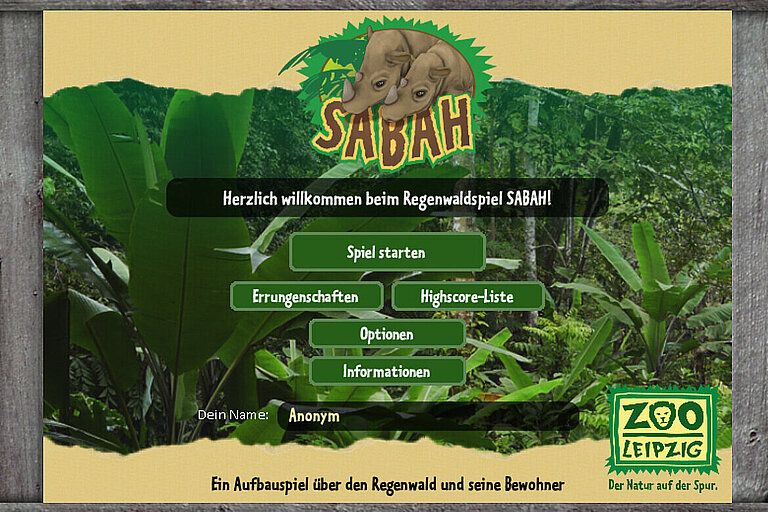 Sabah Spiel Startbildschirm