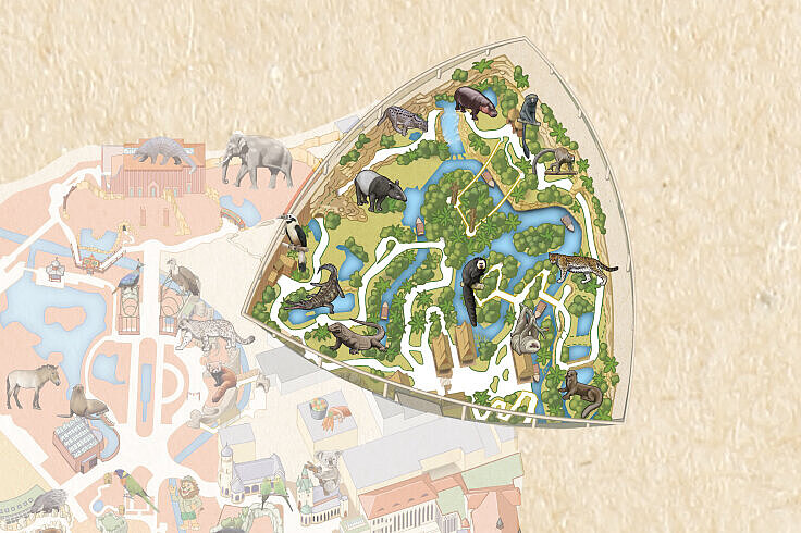 Ausschnitt Zooplan Erlebniswelt Gondwanaland