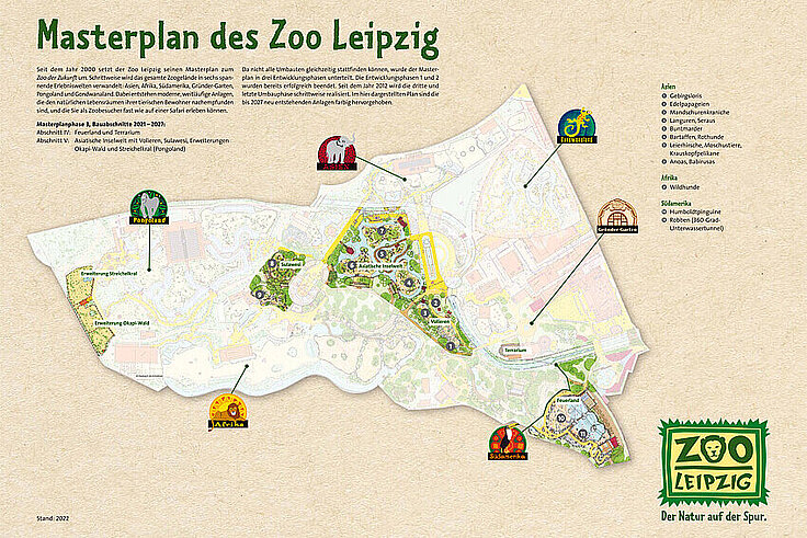 Ansicht Masterplan Zoo Leipzig , Karte mit Legende, deutsch