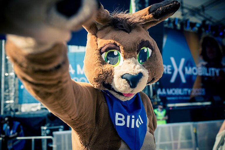 Maskottchen Känguru Blicki